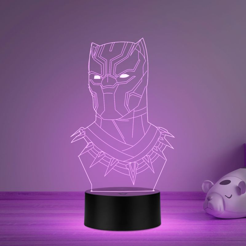 3D Illusion Black Panther Led Night lamp with Multicolored Gift For Avengers Lover